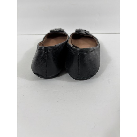 Tory Burch Black Lowell Leather Ballet Flats Embellished Logo Size 7 M - Picture 11 of 16